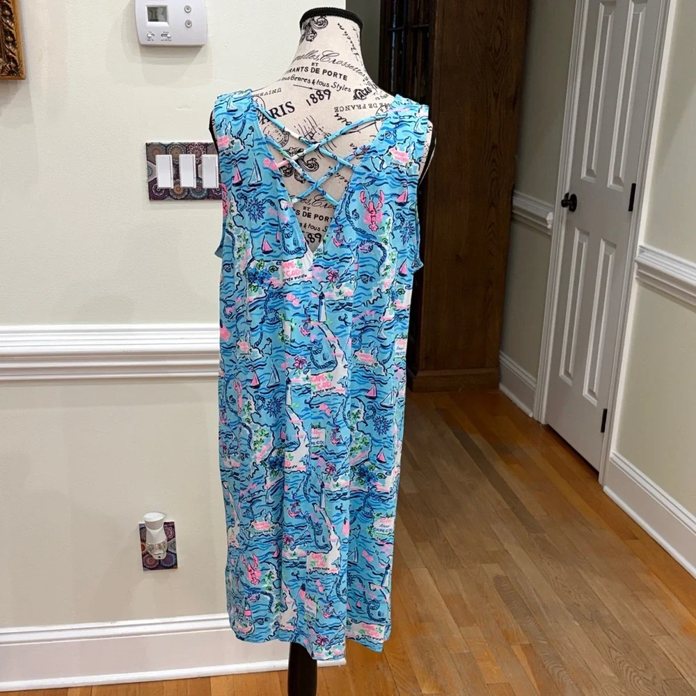 Lilly Pulitzer Blue Pink Nautical Print Midi Dress - Picture 3 of 4
